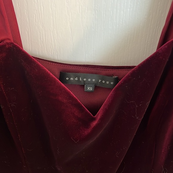 Vici Red Wine Velvet Tie Jumpsuit - Picture 4 of 5